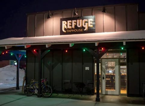 Refuge exterior, a taphouse in Victor Idaho in Eastern Idaho, a part of Yellowstone Teton Territory.