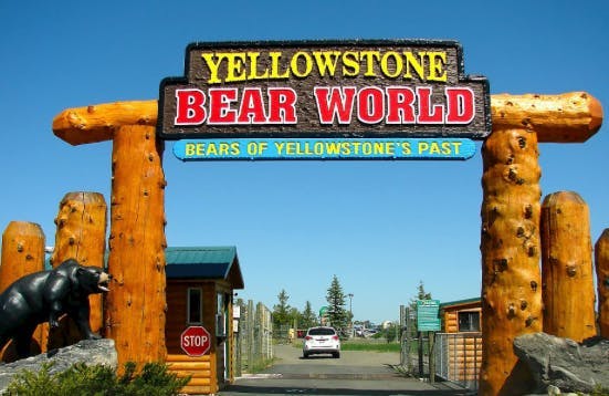 Yellowstone Bear World entrance in Rexburg, Idaho in Yellowstone Teton Territory.
