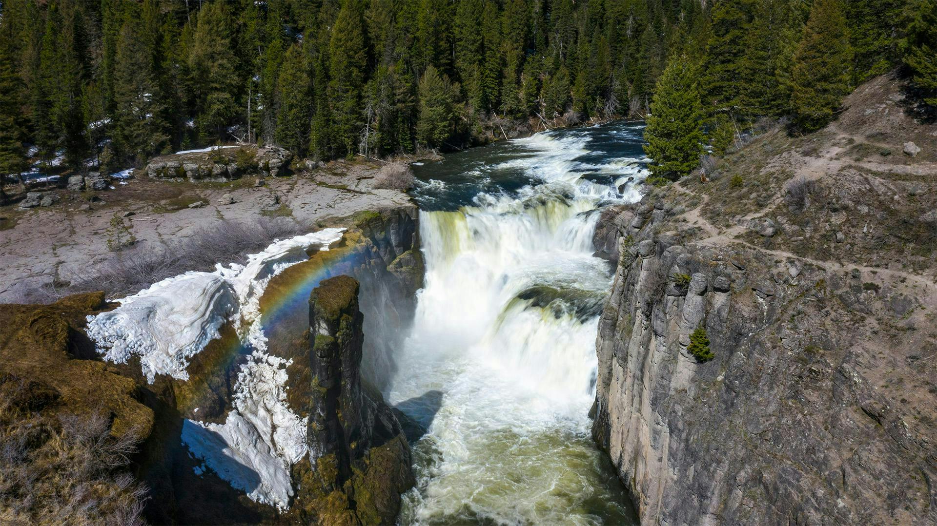 Mesa Falls in Ashton Idaho is a great vacation stop in Eastern Idaho's Yellowstone Teton Territory.