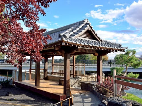 The Japanese Friendship Gardens in Idaho Fall's Riverwalk in Eastern Idaho, a part of Yellowstone Teton Territory. 
