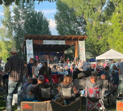 The stage at Music on Main in Teton Valley in Eastern Idaho, a part of Yellowstone Teton Territory.