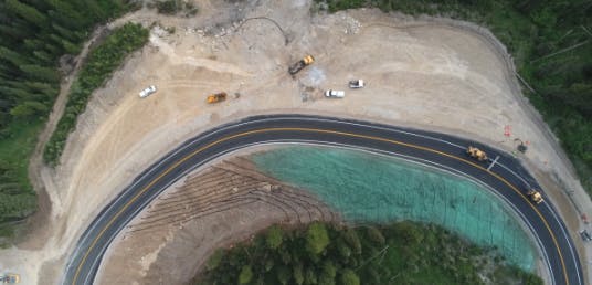 The Teton Pass repair, photo by WYDOT, in Yellowstone Teton Territory.