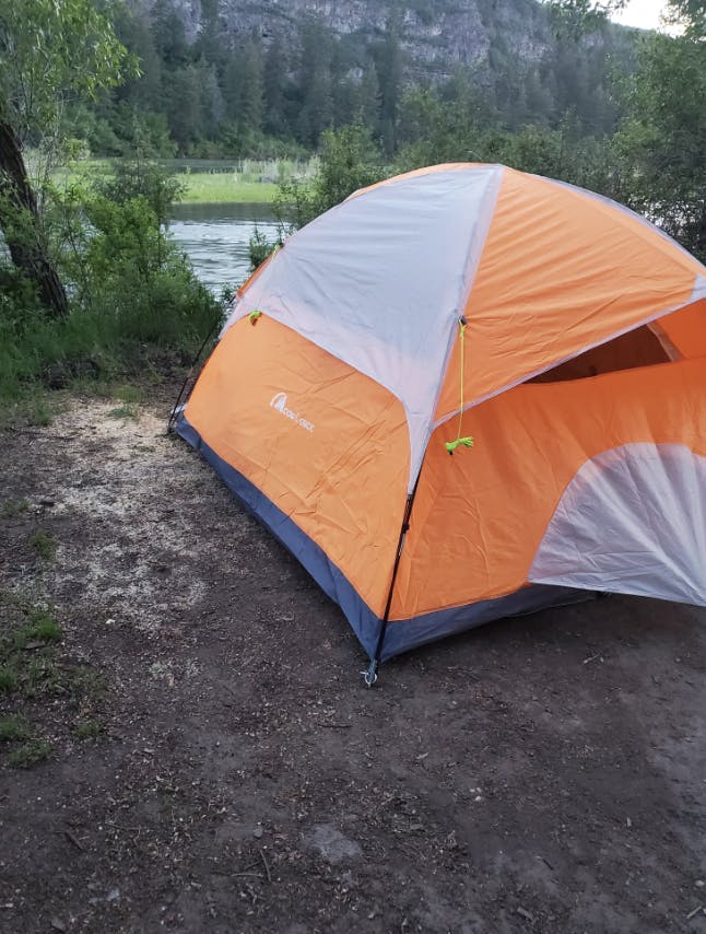 Tent camping at a managed campsite in Eastern Idaho, a part of Yellowstone Teton Territory.