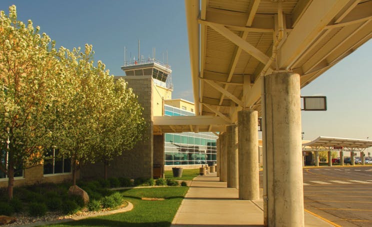 Exterior walkway at Idaho Falls Regional Airport in Eastern Idaho.