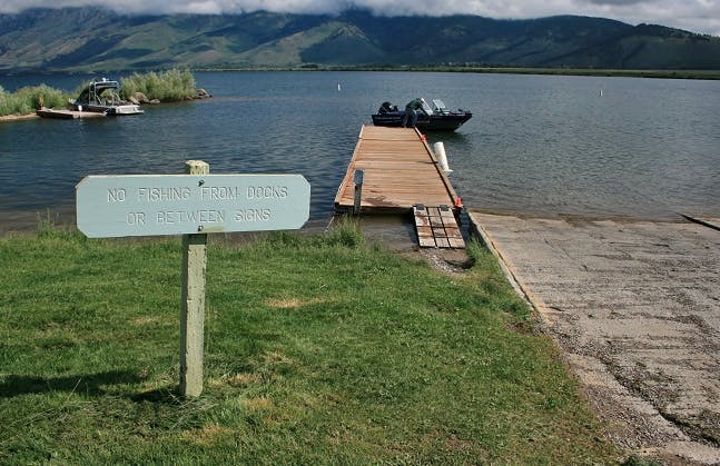 Boat ramps at Henry's Lake in Eastern Idaho, a part of Yellowstone Teton Territory.