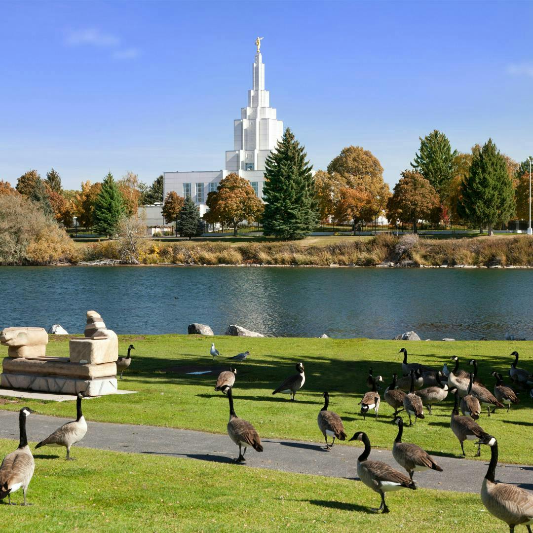 The LDS Temple in Idaho Falls Idaho in Yellowstone Teton Territory.