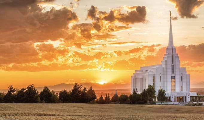 The LDS Temple in Rexburg Idaho in Eastern Idaho, a part of Yellowstone Teton Territory.