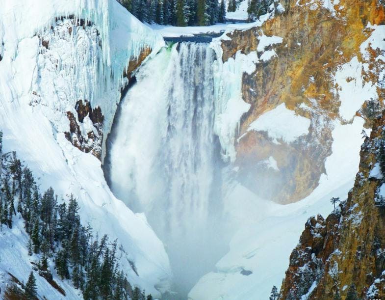 Source: Enjoyyourparks.com. Yellowstone Falls in winter.