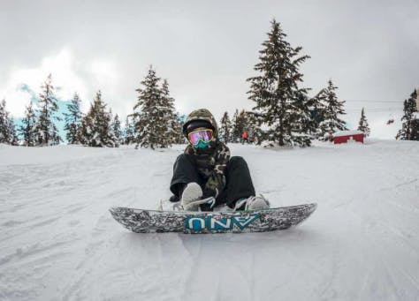 Snowboarder at Kelly Canyon in Ririe, Idaho.